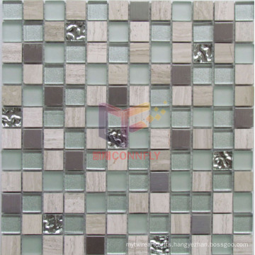 Wooden Pattern Marble Stone and Crystal Mixed Mosaic (CS047)